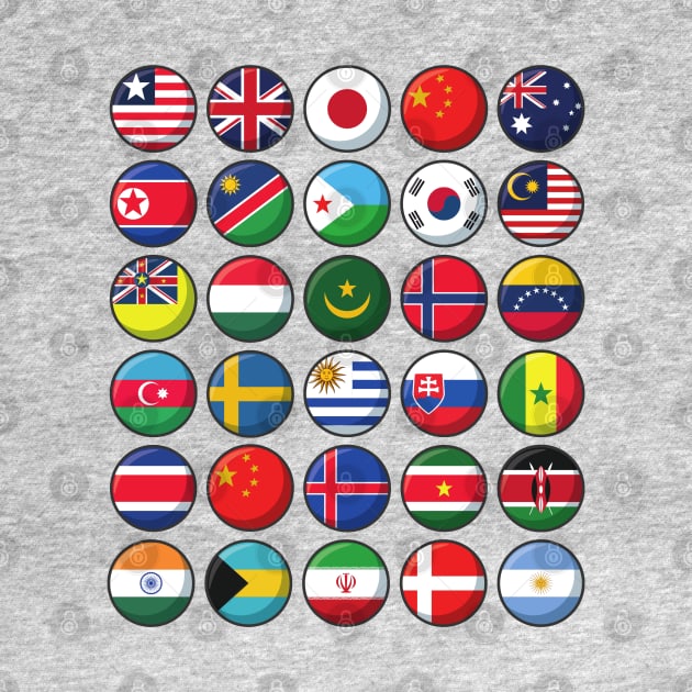 International Flags of the World 30 Countries Circles by DetourShirts